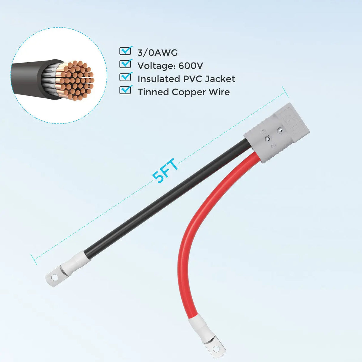 Renogy 5FT 3/0AWG Anderson Adapter Cable Anderson SB350 - Ring Lug Renogy
