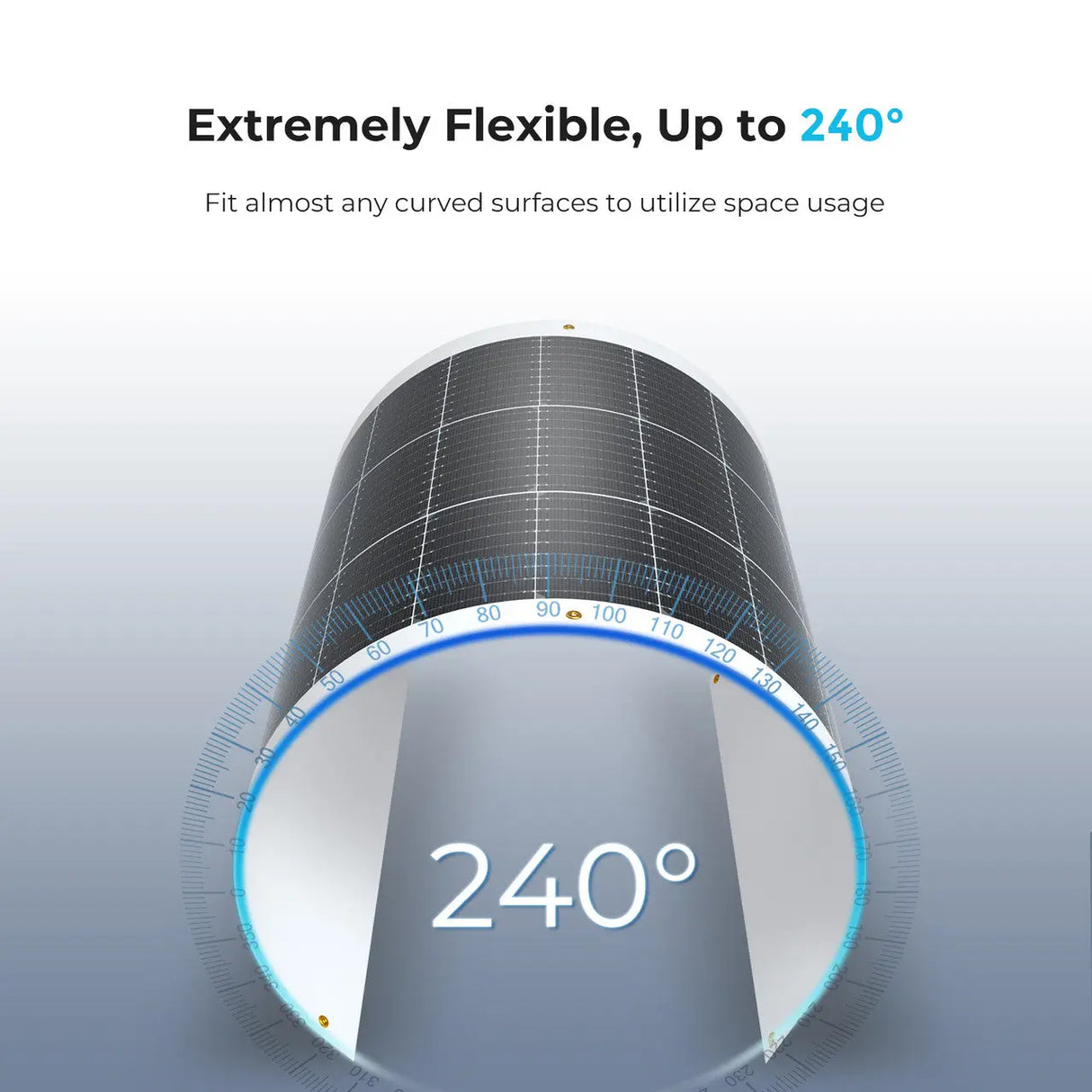 240 degree flexible 100 watt solar panel for curved surfaces