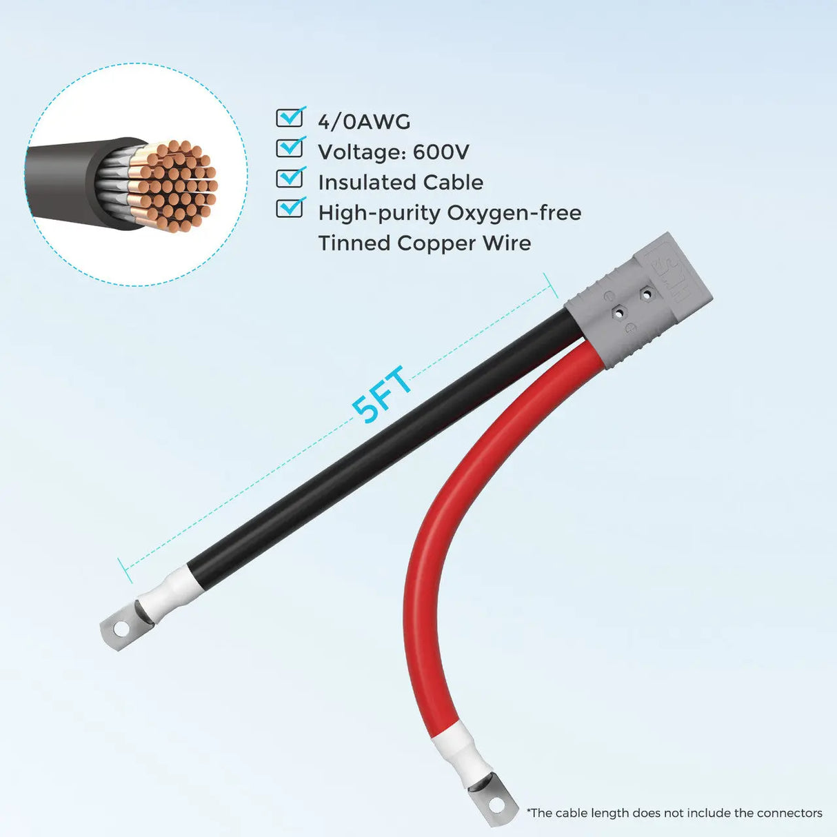 Renogy 5FT 4/0AWG Anderson Adapter Cable Anderson SB350 - 5/16 in Lugs Renogy