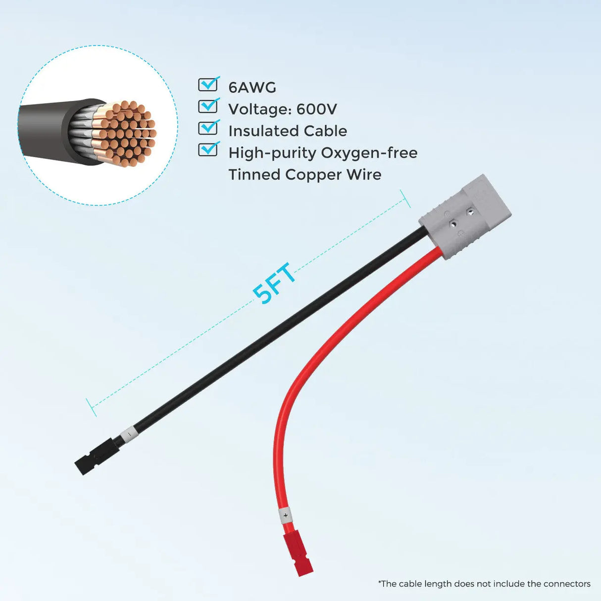 Renogy 5FT 6AWG Anderson Adapter Cable(Anderson PP75 - Anderson SB120) Renogy