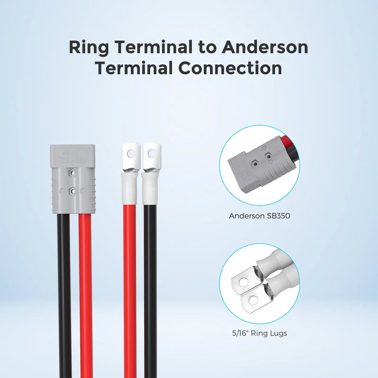 Renogy 5FT 3/0AWG Anderson Adapter Cable Anderson SB350 - Ring Lug Renogy