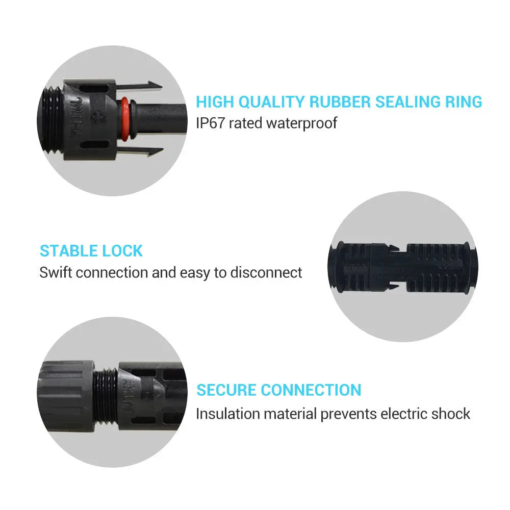Solar Panel Extension Cable with Male to Female Solar Connectors