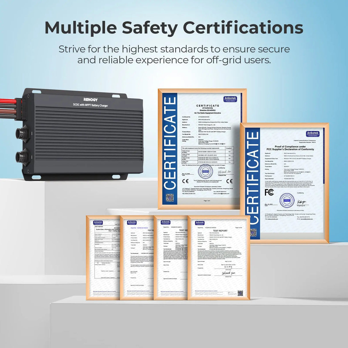 12V/24V IP67 50A DC-DC Battery Charger with MPPT Renogy-Multiple Safety Certifications