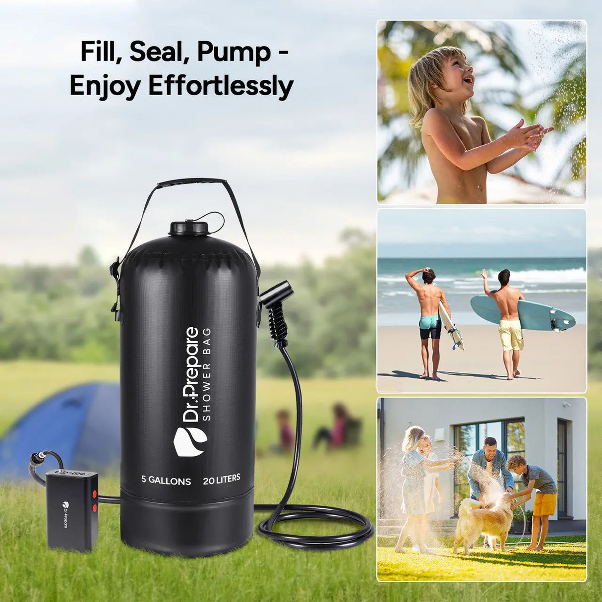 Dr.Prepare 15L/20L Camping Shower Bag (4 Gallons/5 Gallons) Renogy