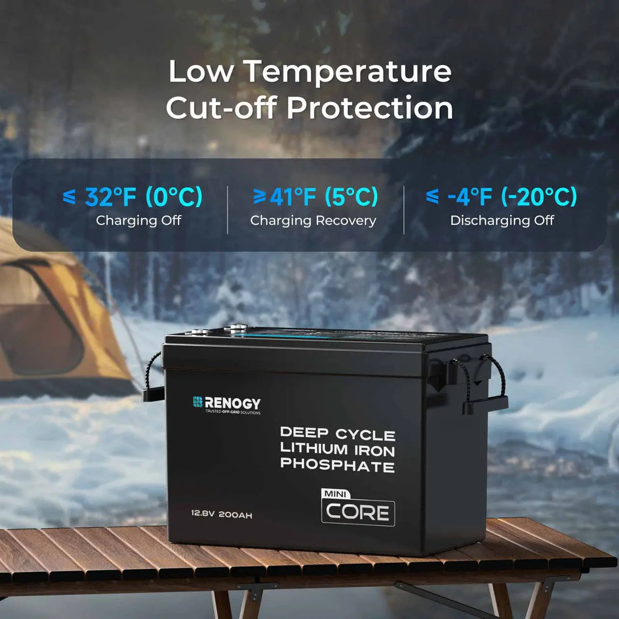 Core - 12V 200Ah LiFePO4 Battery w/ Low-Temperature Protection Renogy