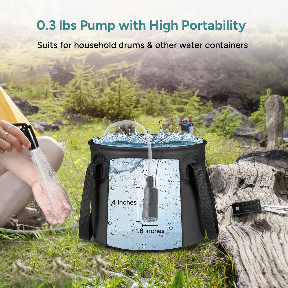 Dr. Prepare 5 Gallons Portable Camping Shower Kit with Pump Renogy