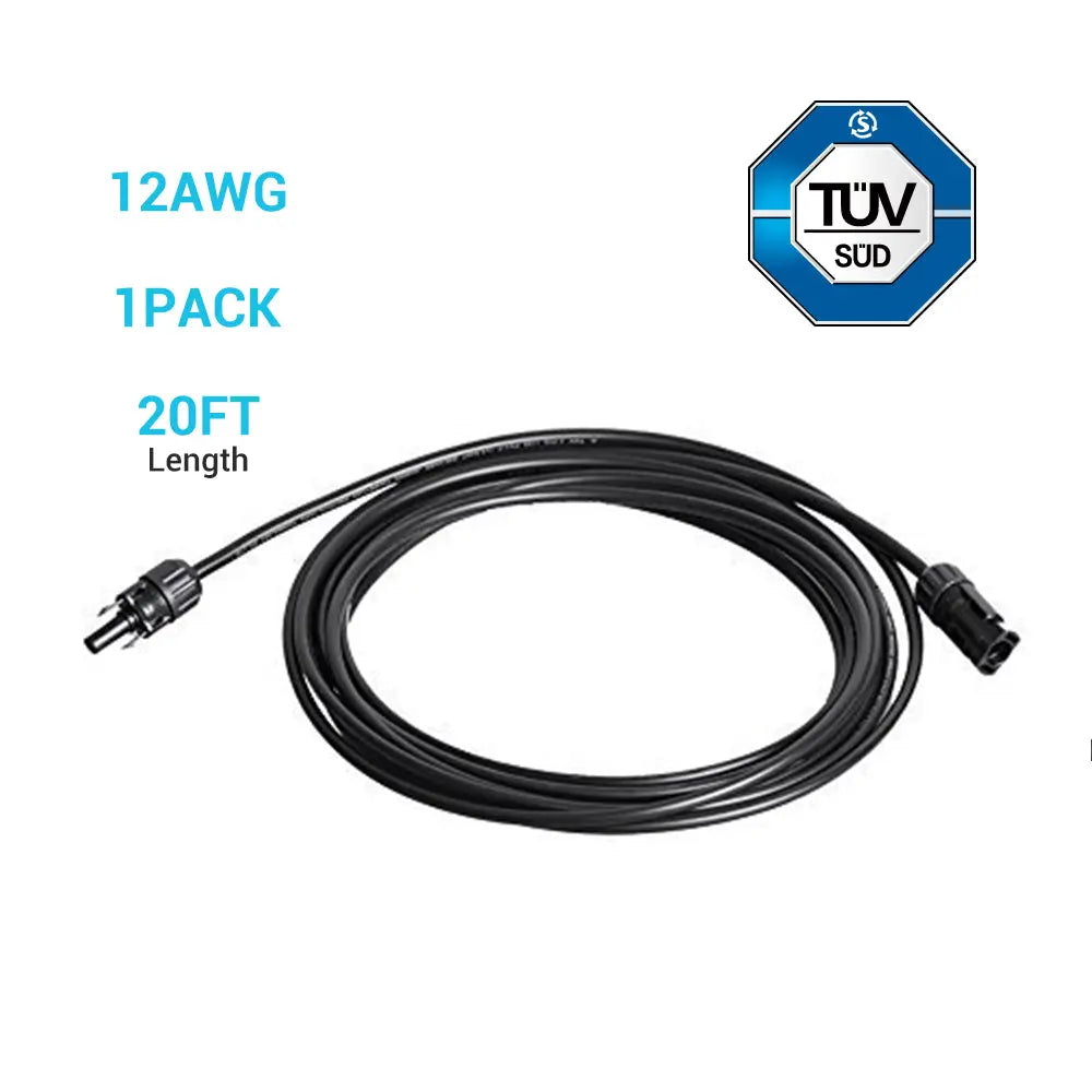 Solar Panel Extension Cable with Male to Female Solar Connectors (Single) Renogy
