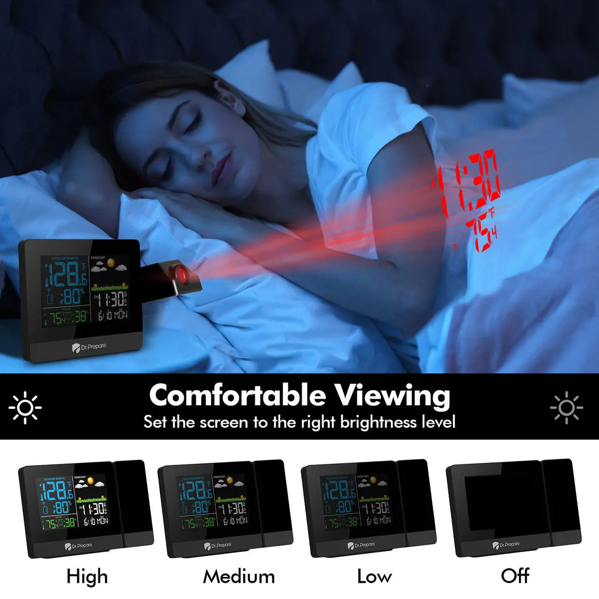 Dr. Prepare Projection Alarm Clock 003 DPWS-OUT003-US Renogy