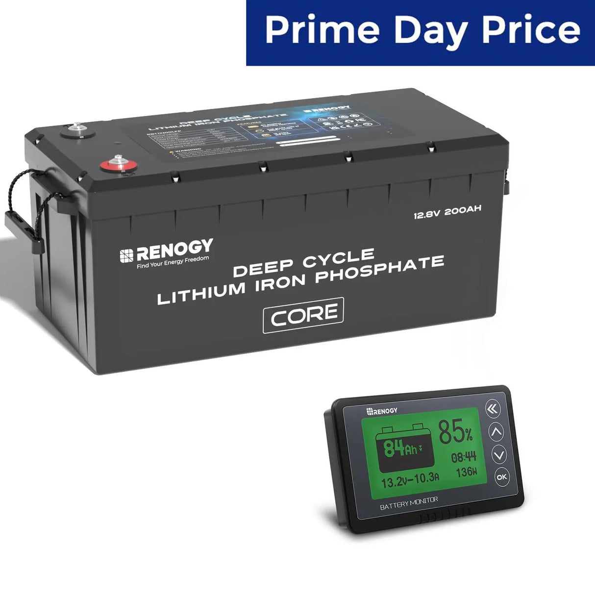 12V 200Ah Deep Cycle Lithium Iron Phosphate Battery Core Series Renogy