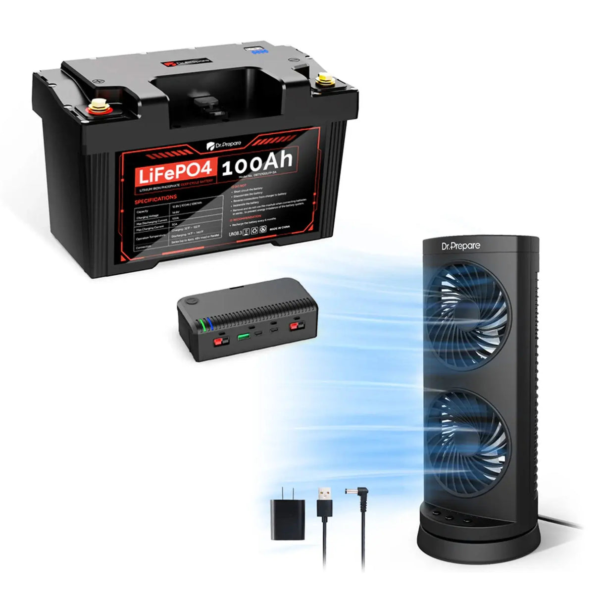 Dr.Prepare 2-in-1 PowerMax LiFePO4 Battery and Portable DC Power Station Renogy
