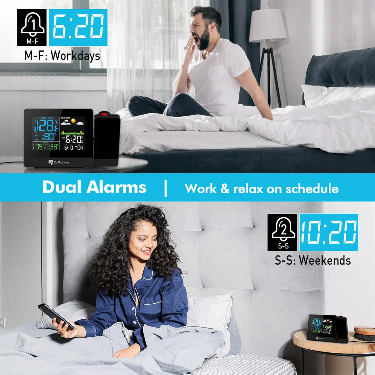 Dr. Prepare Projection Alarm Clock 003 DPWS-OUT003-US Renogy