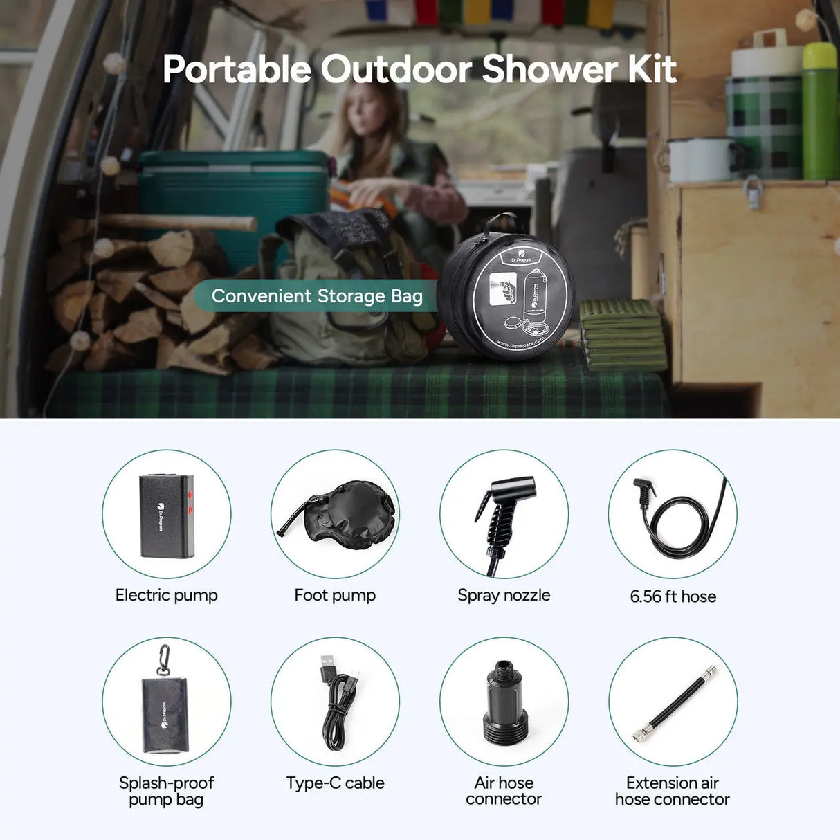 Dr.Prepare 15L/20L Camping Shower Bag (4 Gallons/5 Gallons) Renogy