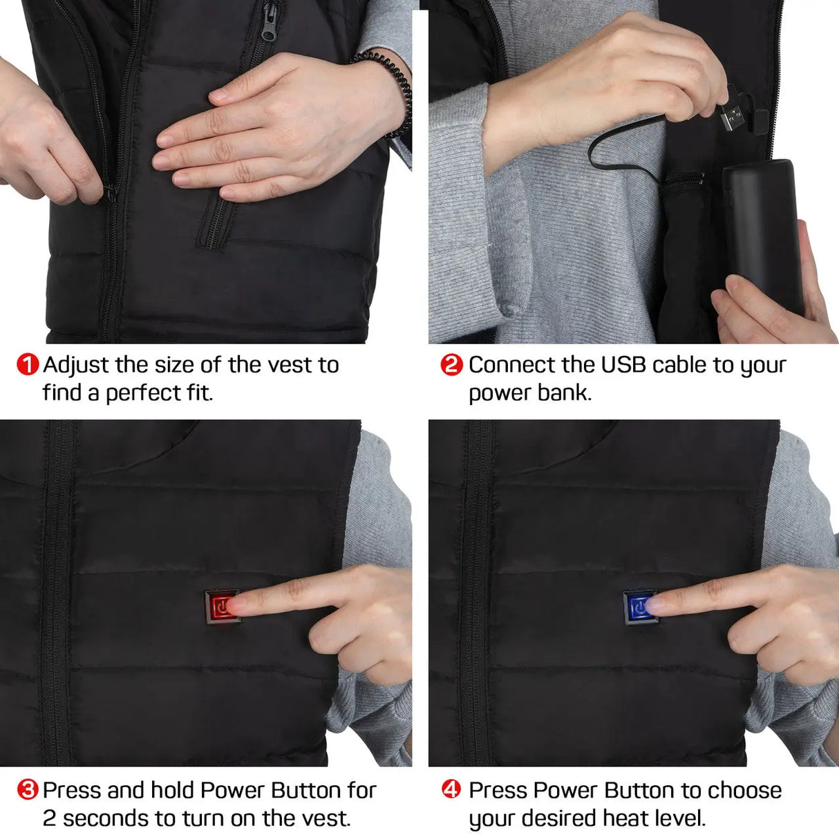 Dr.Prepare Unisex Heated Vest - 6 Heating Zones & Plus Size Renogy