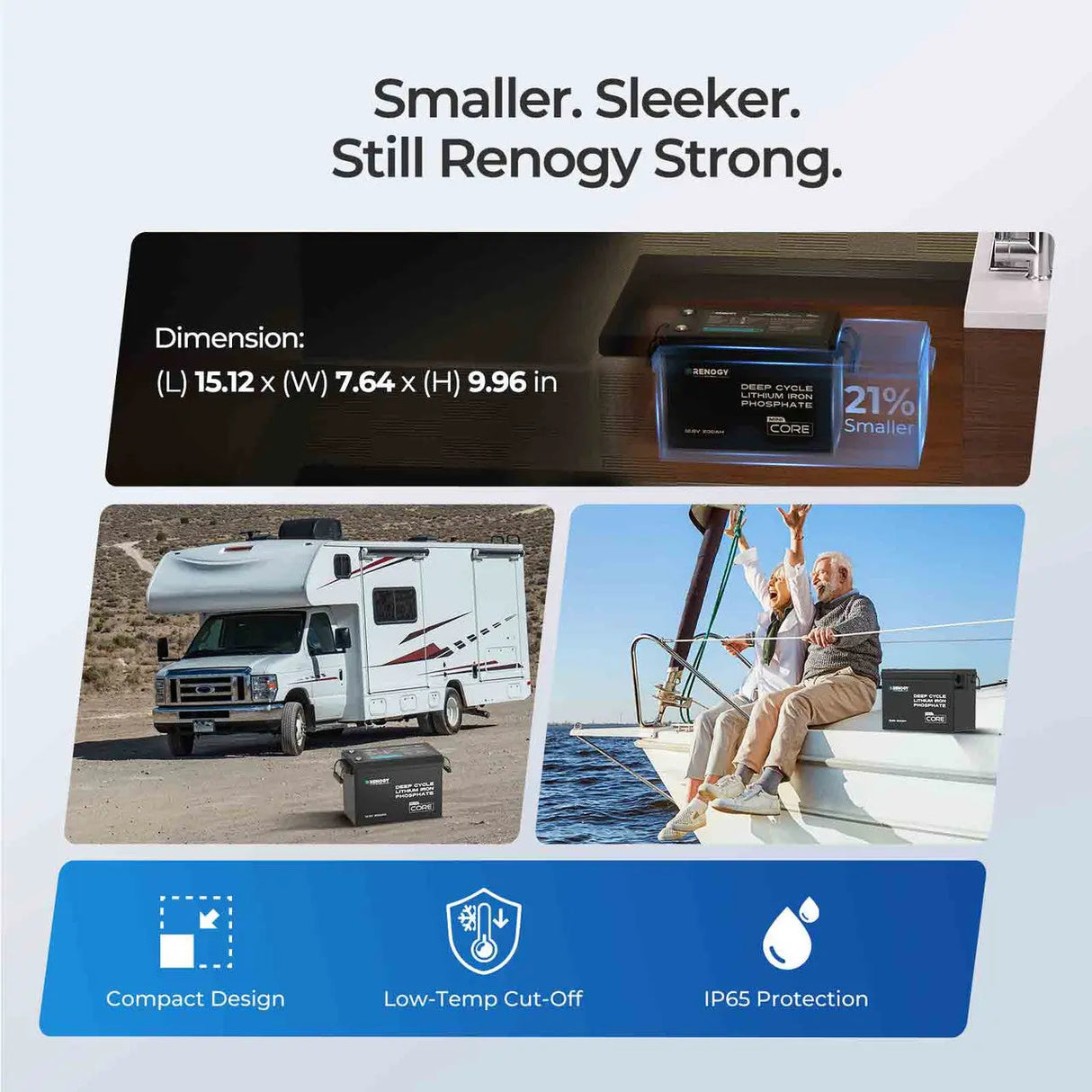 Core - 12V 200Ah LiFePO4 Battery w/ Low-Temperature Protection Renogy