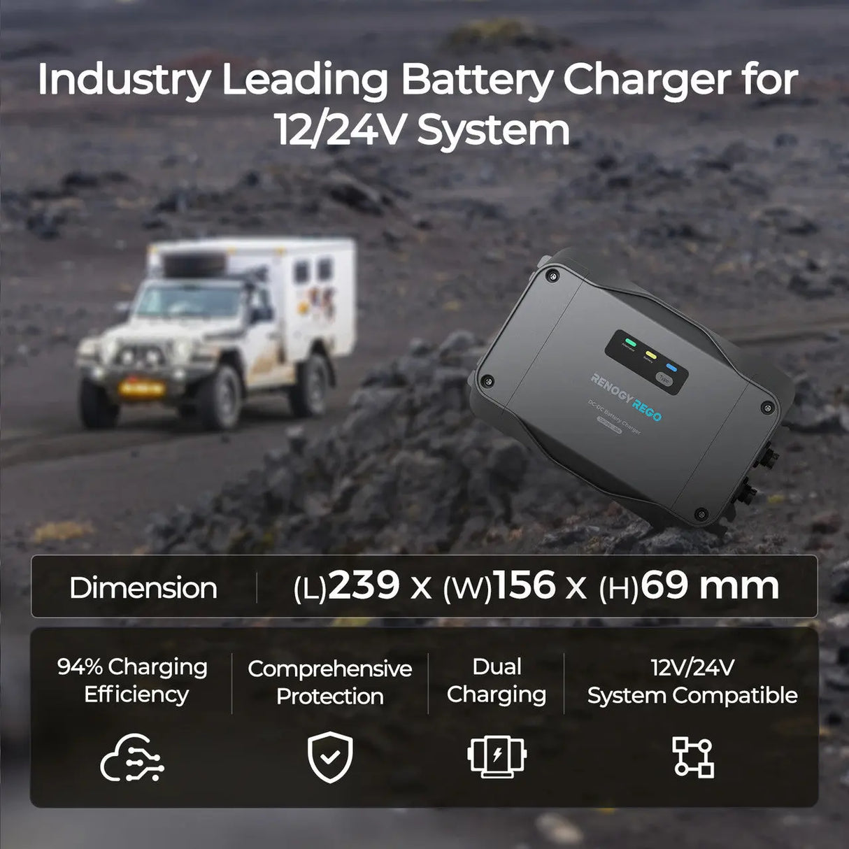 REGO 12V/24V 30A DC-DC Battery Charger Renogy