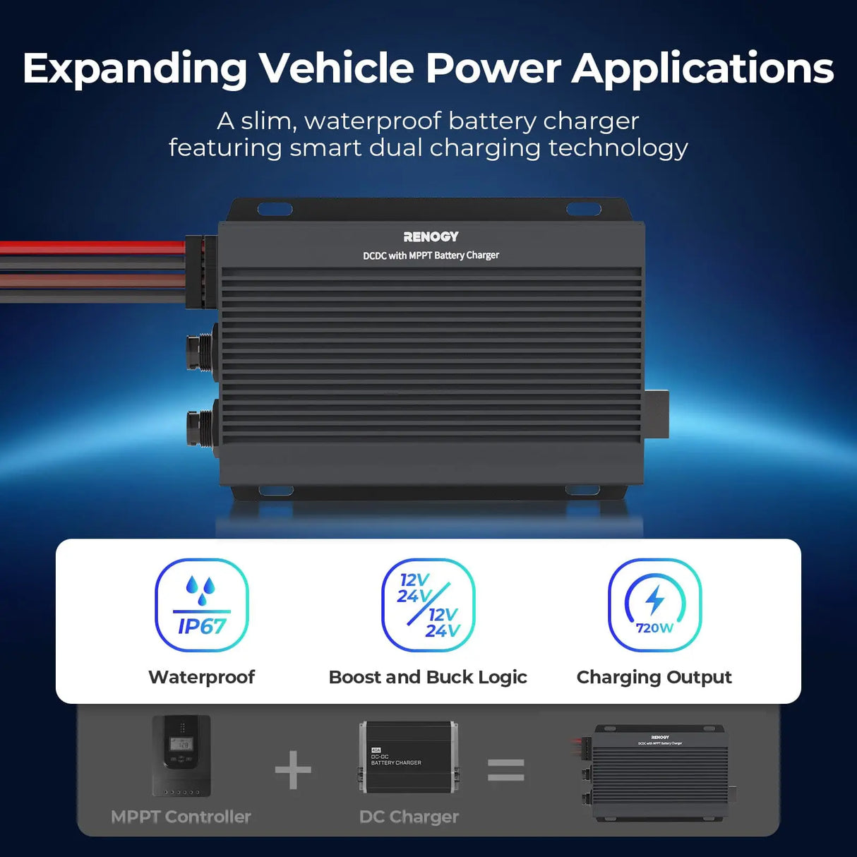 12V/24V IP67 50A DC-DC Battery Charger with MPPT Renogy-Expanding Vehicle Power Applications