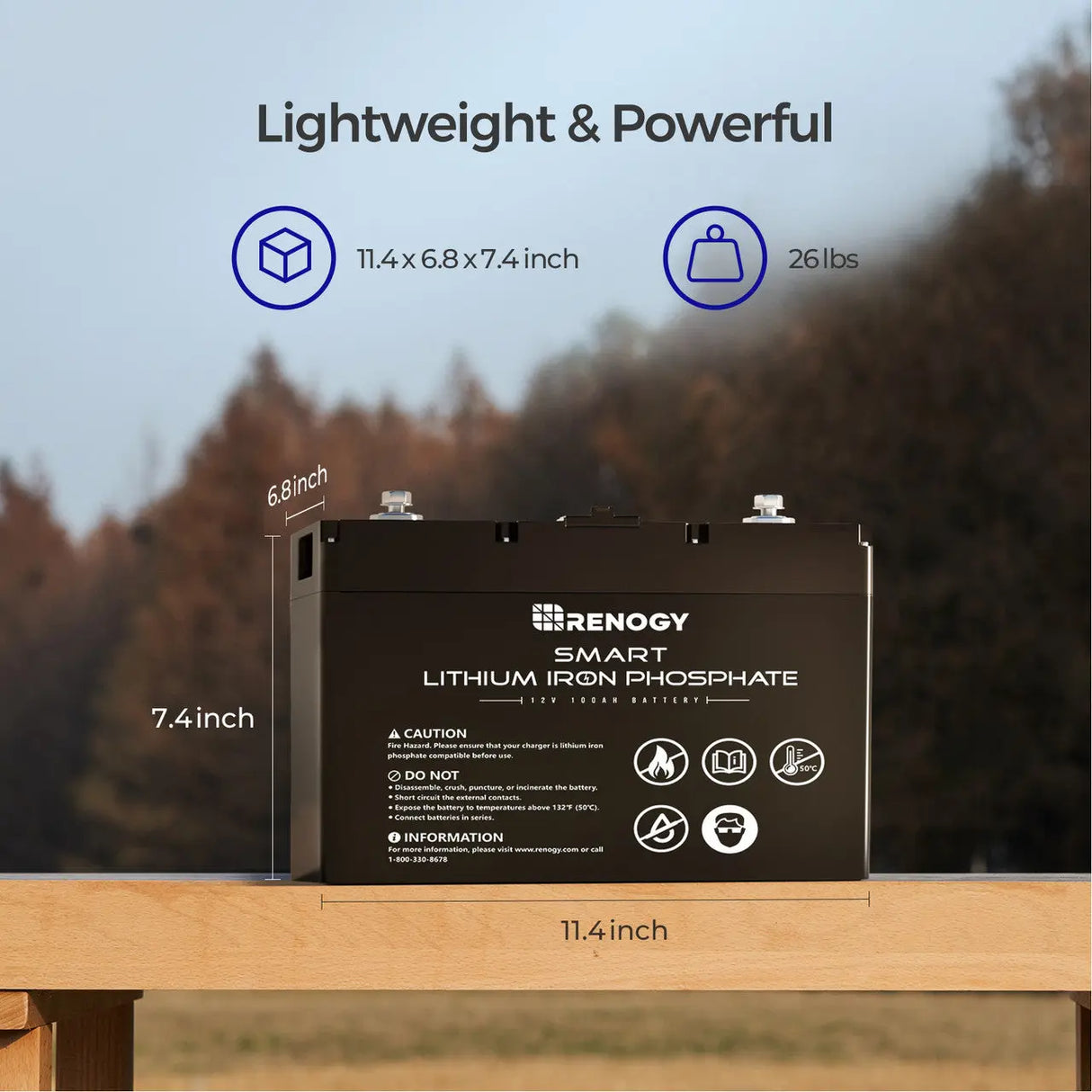 Refurbished 12V 100Ah Smart Lithium Iron Phosphate Battery Renogy