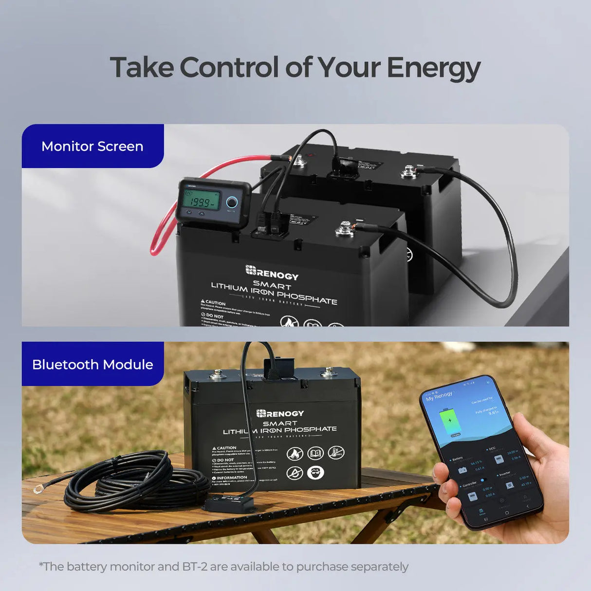 Refurbished 12V 100Ah Smart Lithium Iron Phosphate Battery Renogy