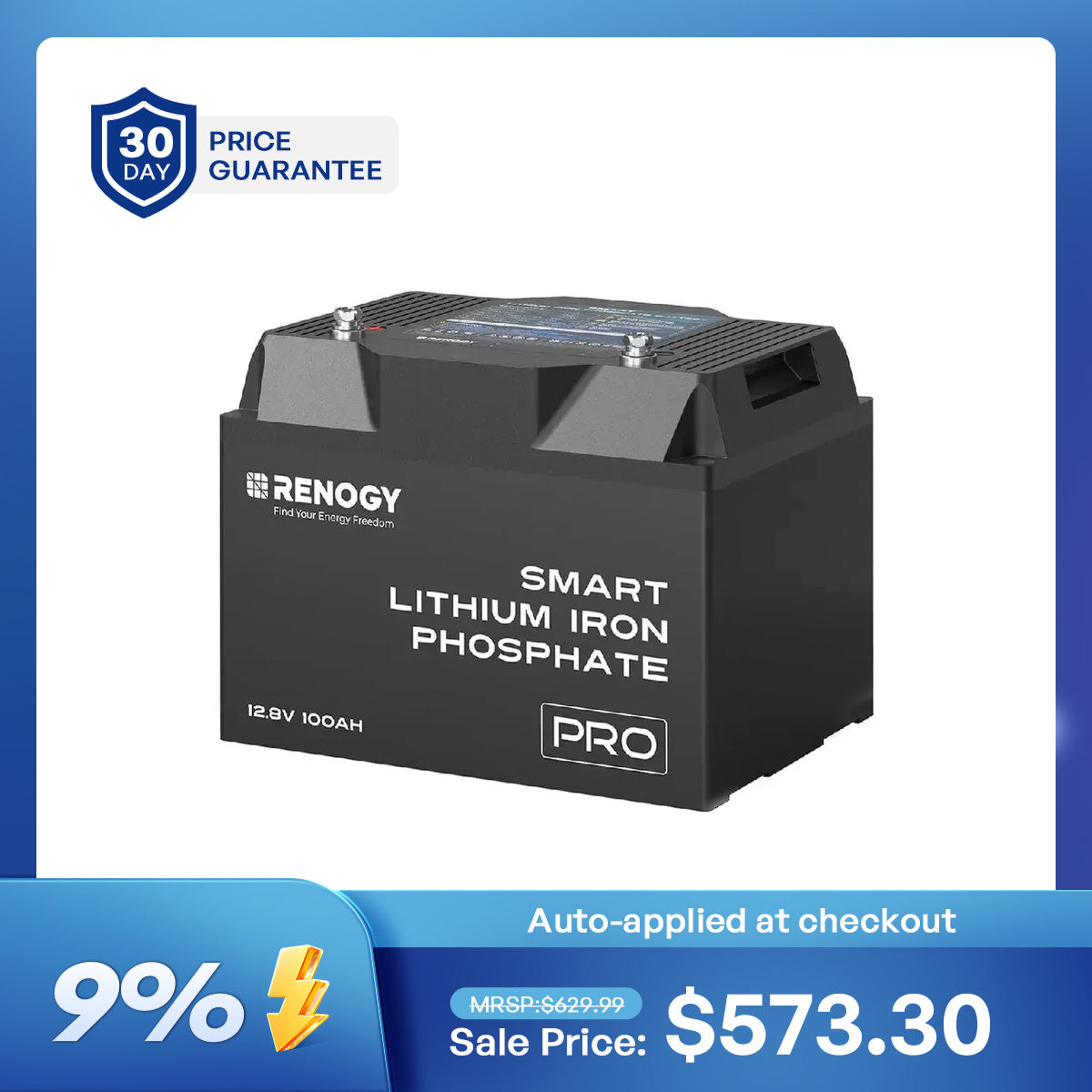 12V 100Ah Smart Lithium Iron Phosphate Battery w/Bluetooth & Self-heating Function | Pro Series