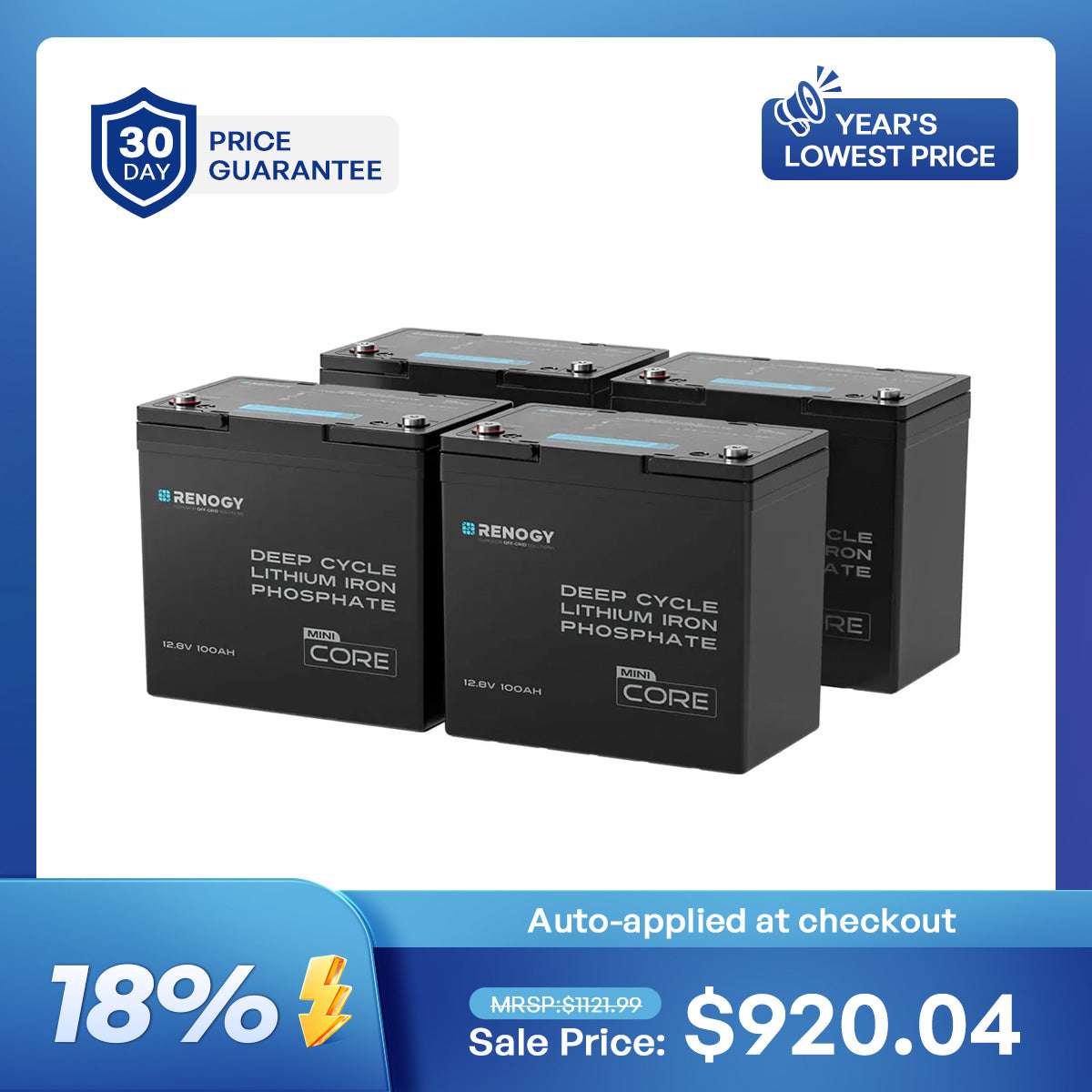 Renogy Core Mini - LiFePO4 12.8V 300/200/100Ah Lithium Batteries