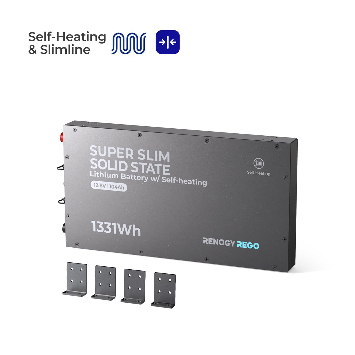 12V 104Ah Super Slim Lithium Iron Phosphate Battery with Self-Heating | Rego Series