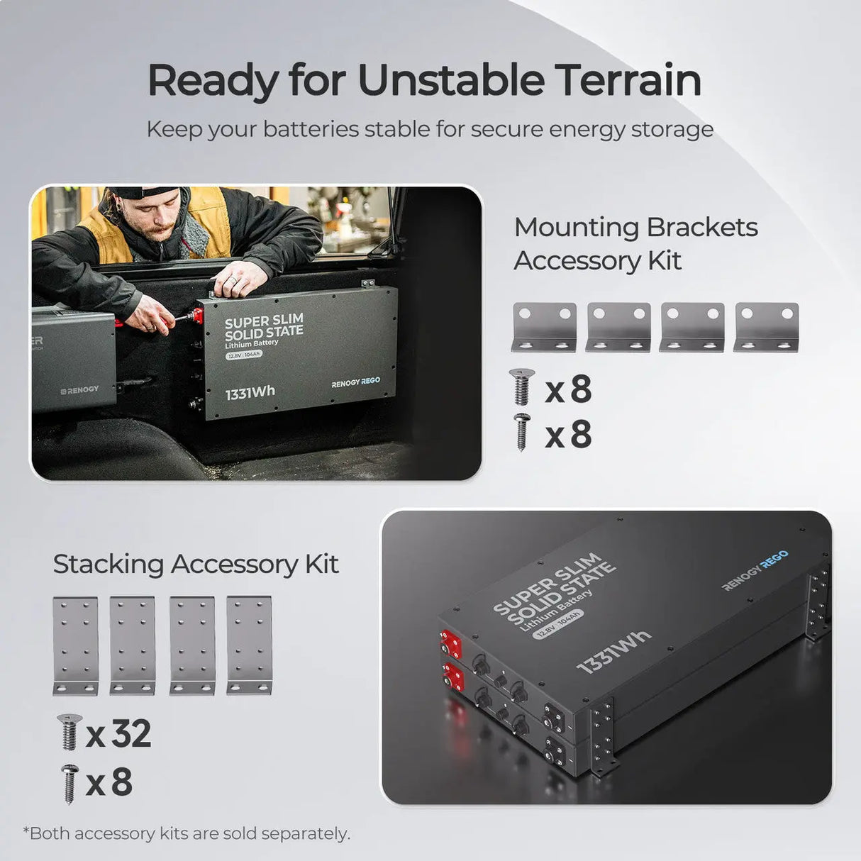 REGO - 12V 104Ah Super Slim Solid State Lithium Iron Phosphate Battery Renogy