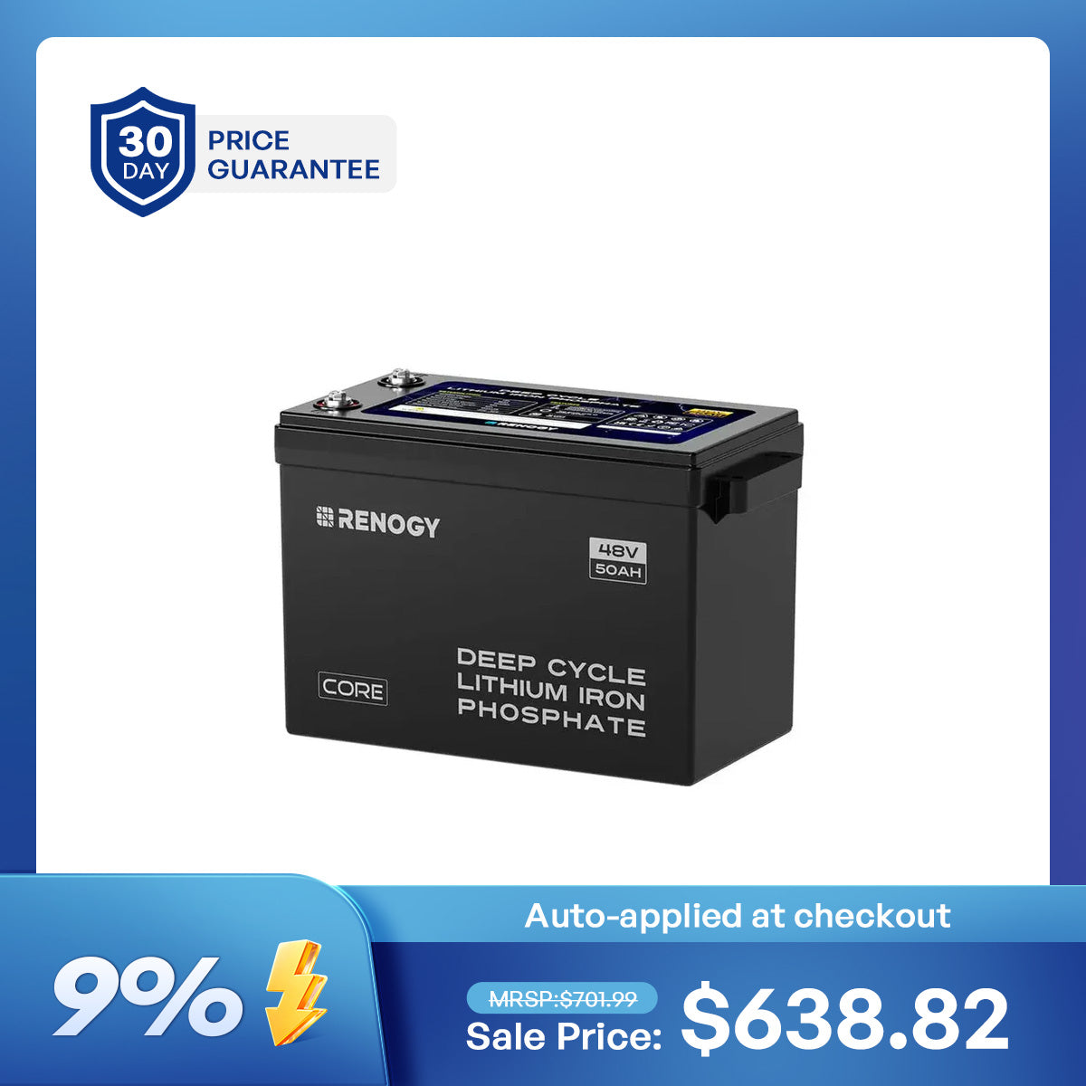 48V 50Ah Smart Lithium Iron Phosphate Battery w/Self-heating | Core Series