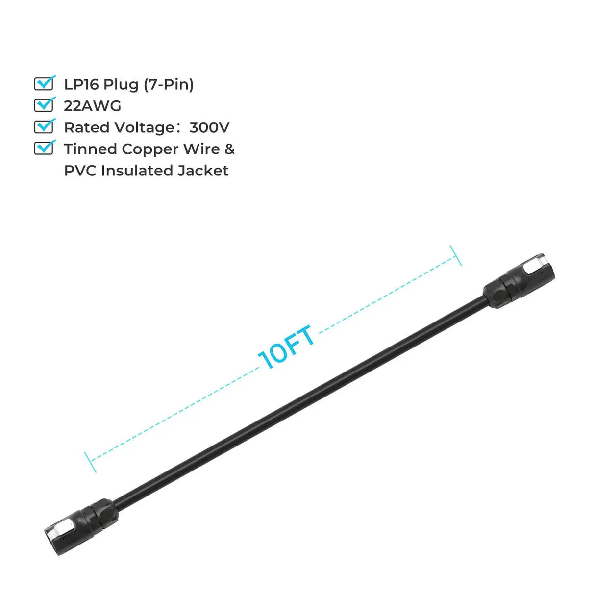 LP16 Plug (7-Pin) 10Ft/23Ft Communication Cable Renogy