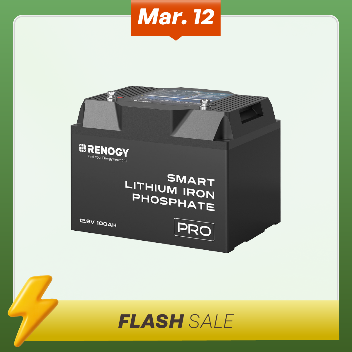12V 100Ah Smart Lithium Iron Phosphate Battery w/Bluetooth & Self-heating Function | Pro Series