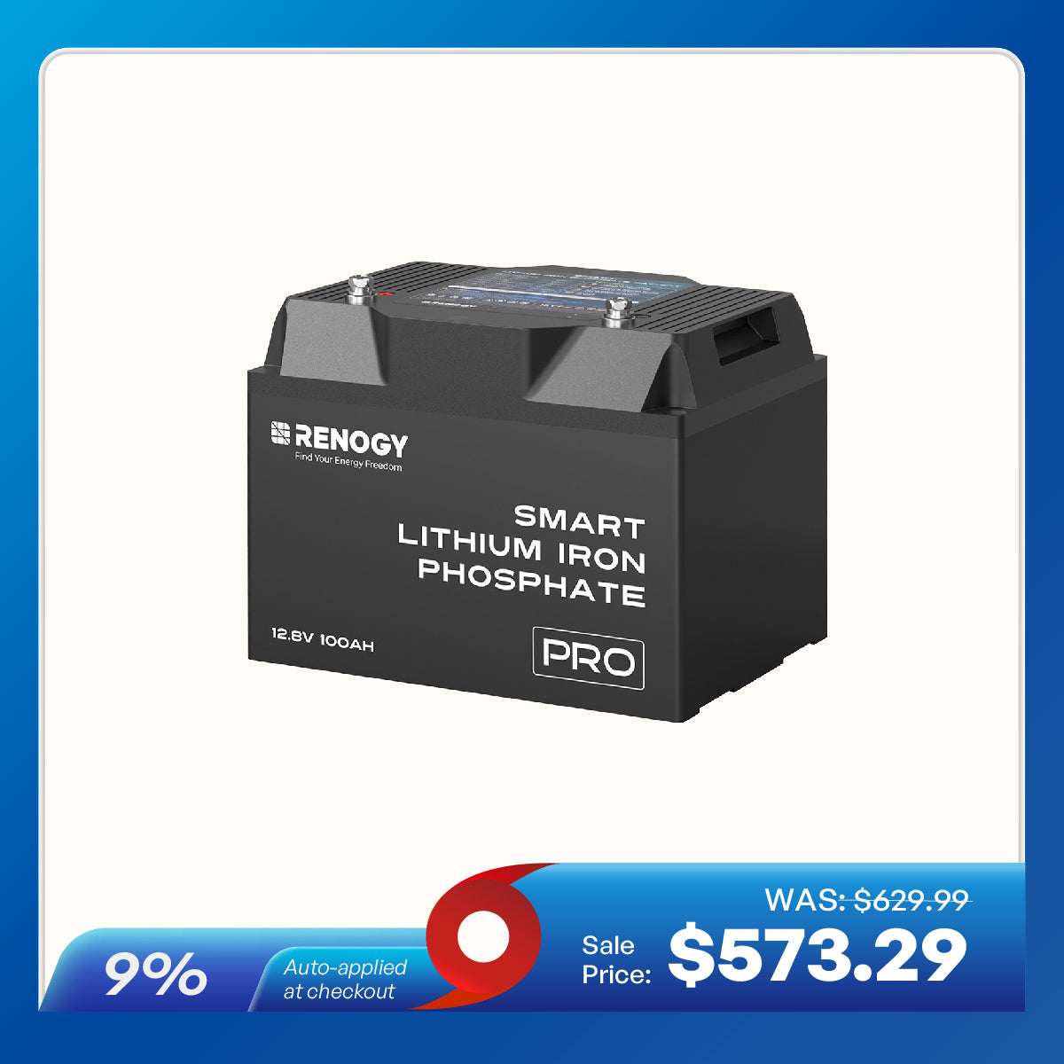 12V 100Ah Smart Lithium Iron Phosphate Battery w/Bluetooth & Self-heating Function | Pro Series