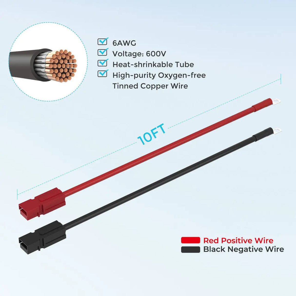 Renogy 10FT 6AWG Anderson Adapter Cable(Anderson PP75 - 3/8 in Lugs) Renogy