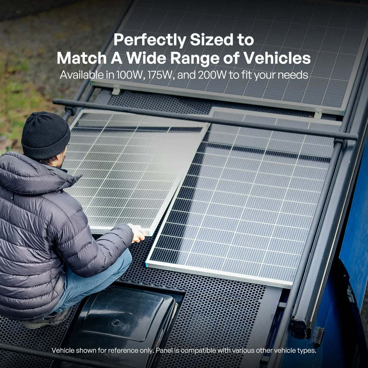 rv solar panels available in 100w 175w and 200w for multiple vehicle types