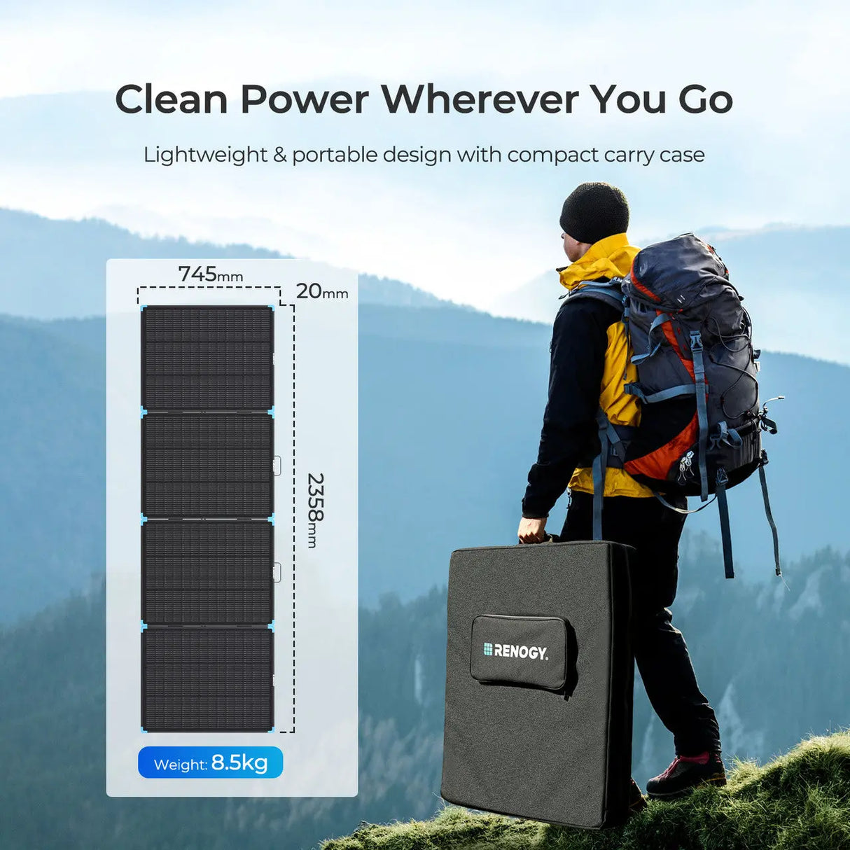Solar Suitcase N-Type 300W 100W Lightweight Portable Solar Panel Renogy