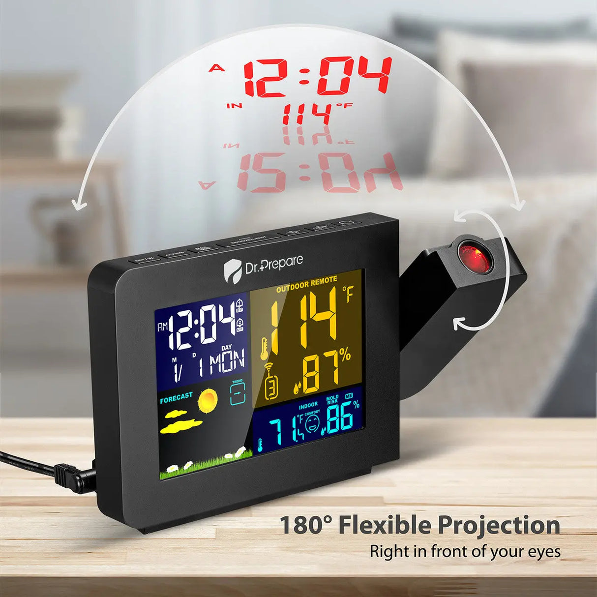 Dr. Prepare Projection Alarm Clock 002 DPWS-OUT-002-US Renogy