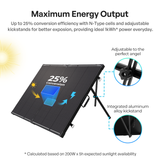 200W 12V N-Type Portable Solar Panel Suitcase Kit with 20A PWM Controller
