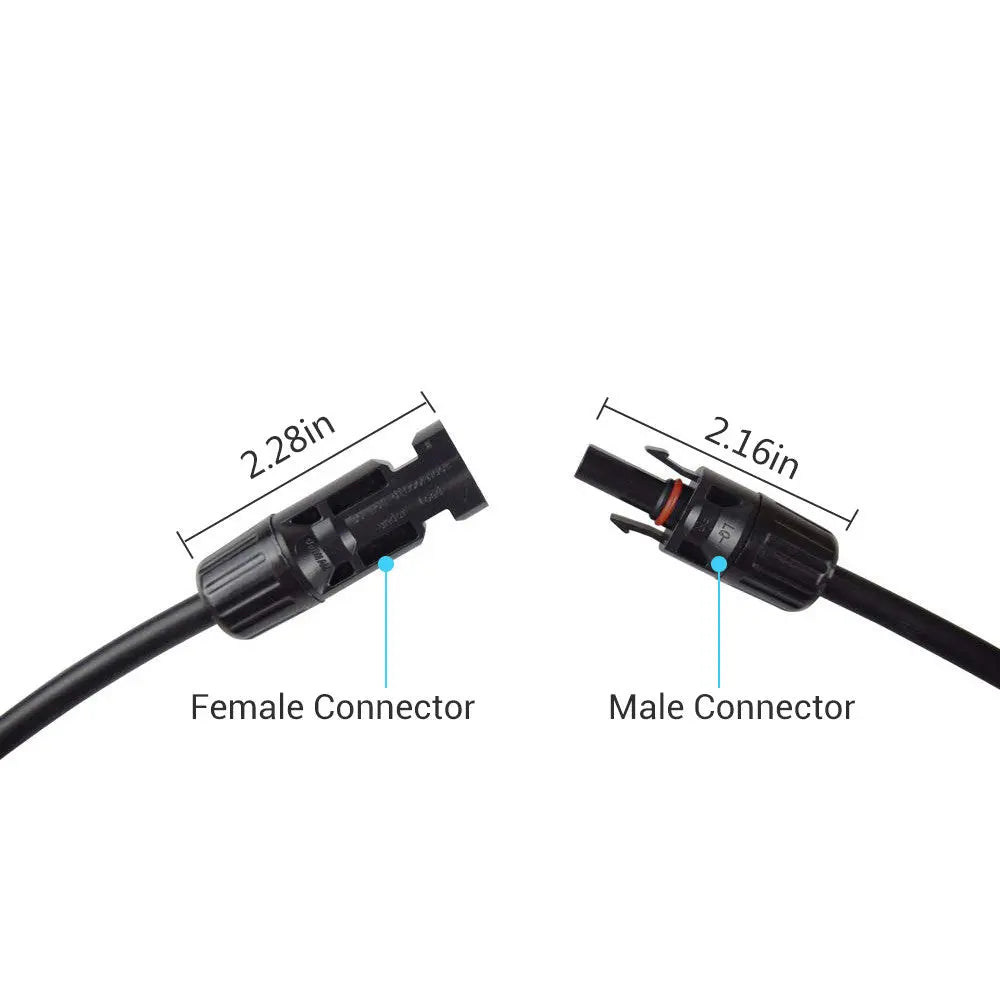 Solar Panel Extension Cable with Male to Female Solar Connectors (Single) Renogy