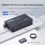3000W 12V Pro Pure Sine Wave Inverter with EcoSleep Mode