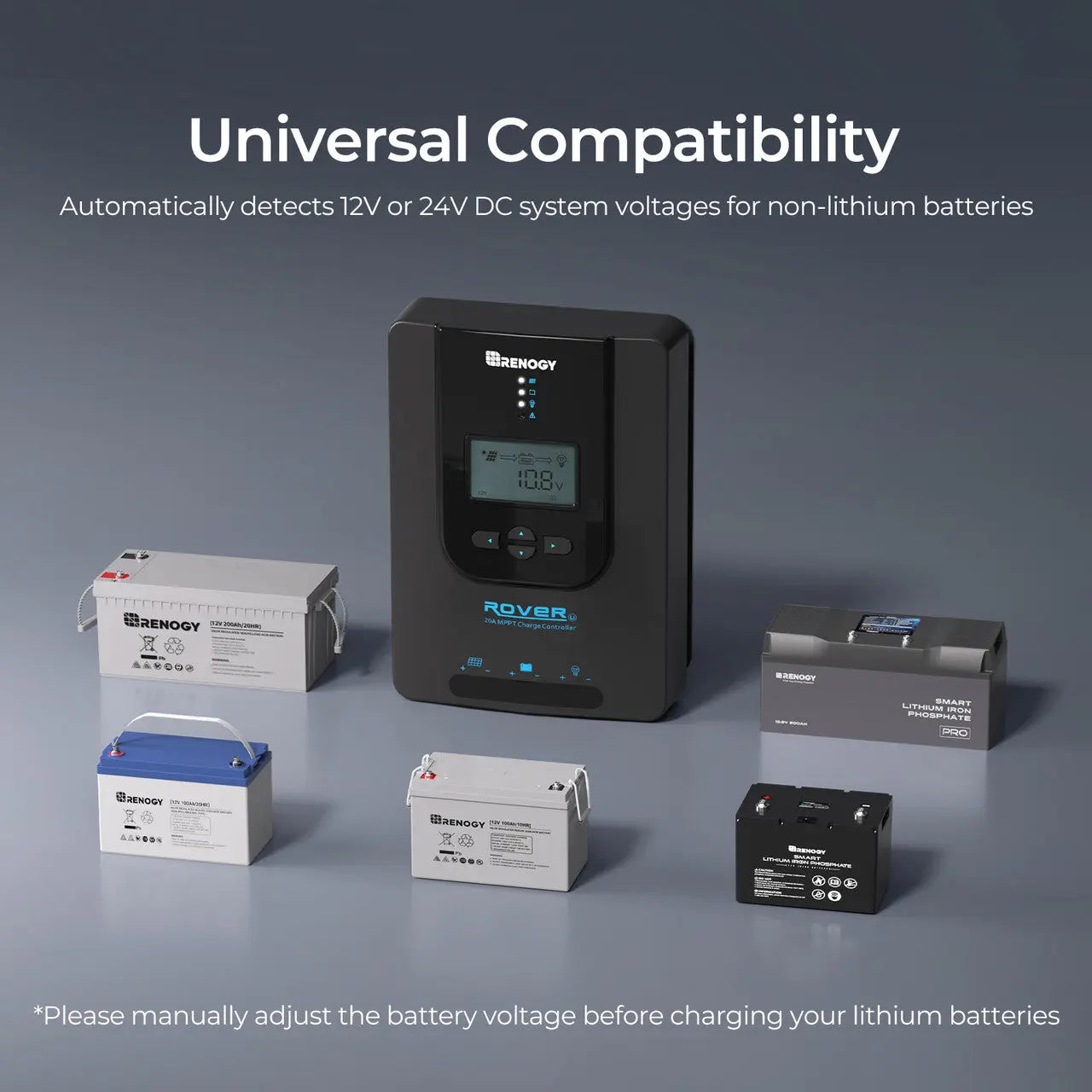 Li 20 Amp Rover MPPT Solar Charge Controller | Renogy Solar