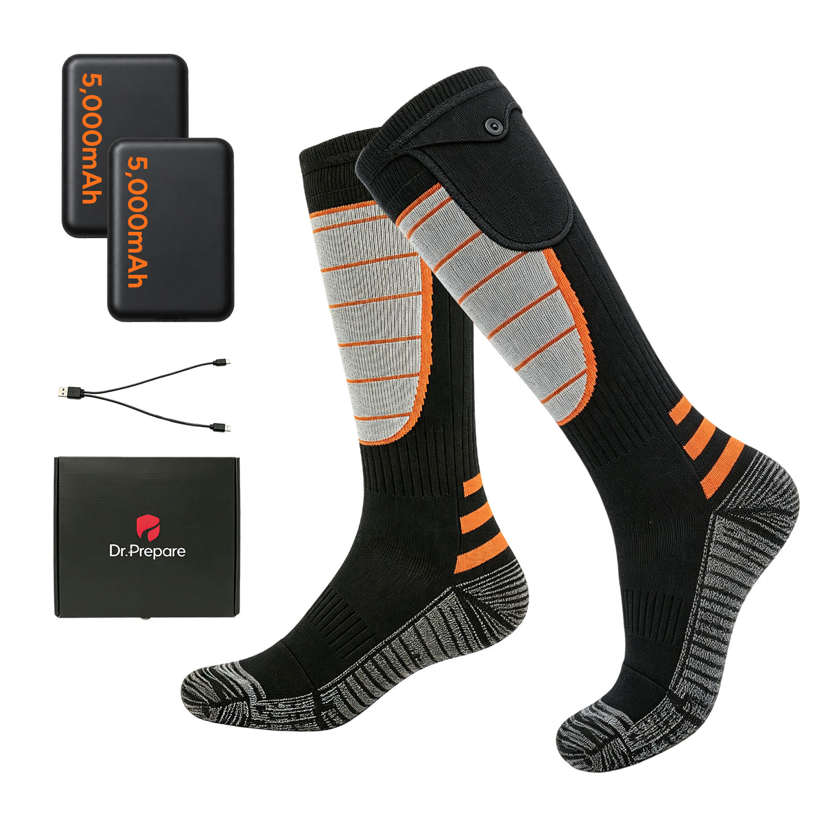 Dr.Prepare Heated Socks for Women Men, Rechargeable, 7H Heating Max.