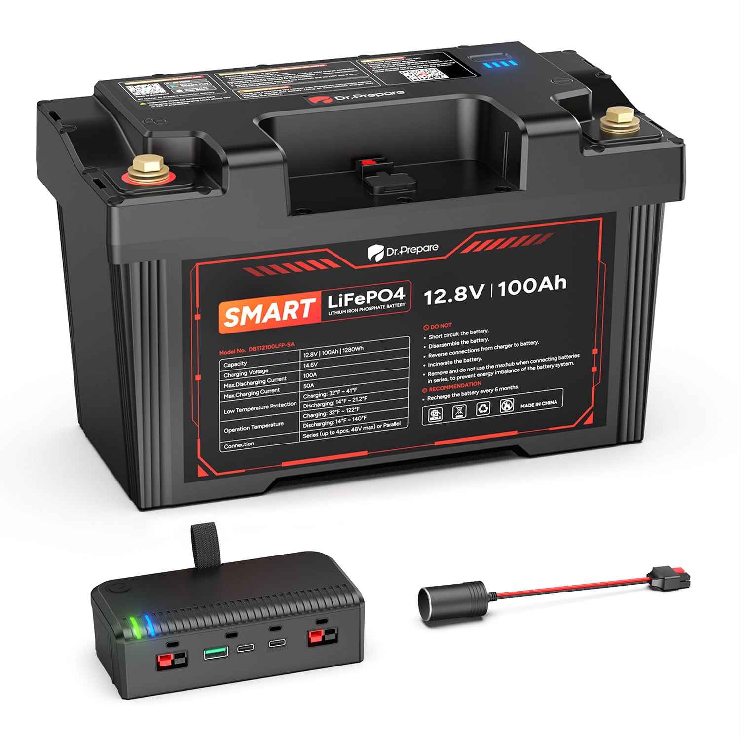 2-in-1 Smart PowerMax 1280Wh DC Portable Power Station & 12V 100Ah LiFePO4 Battery