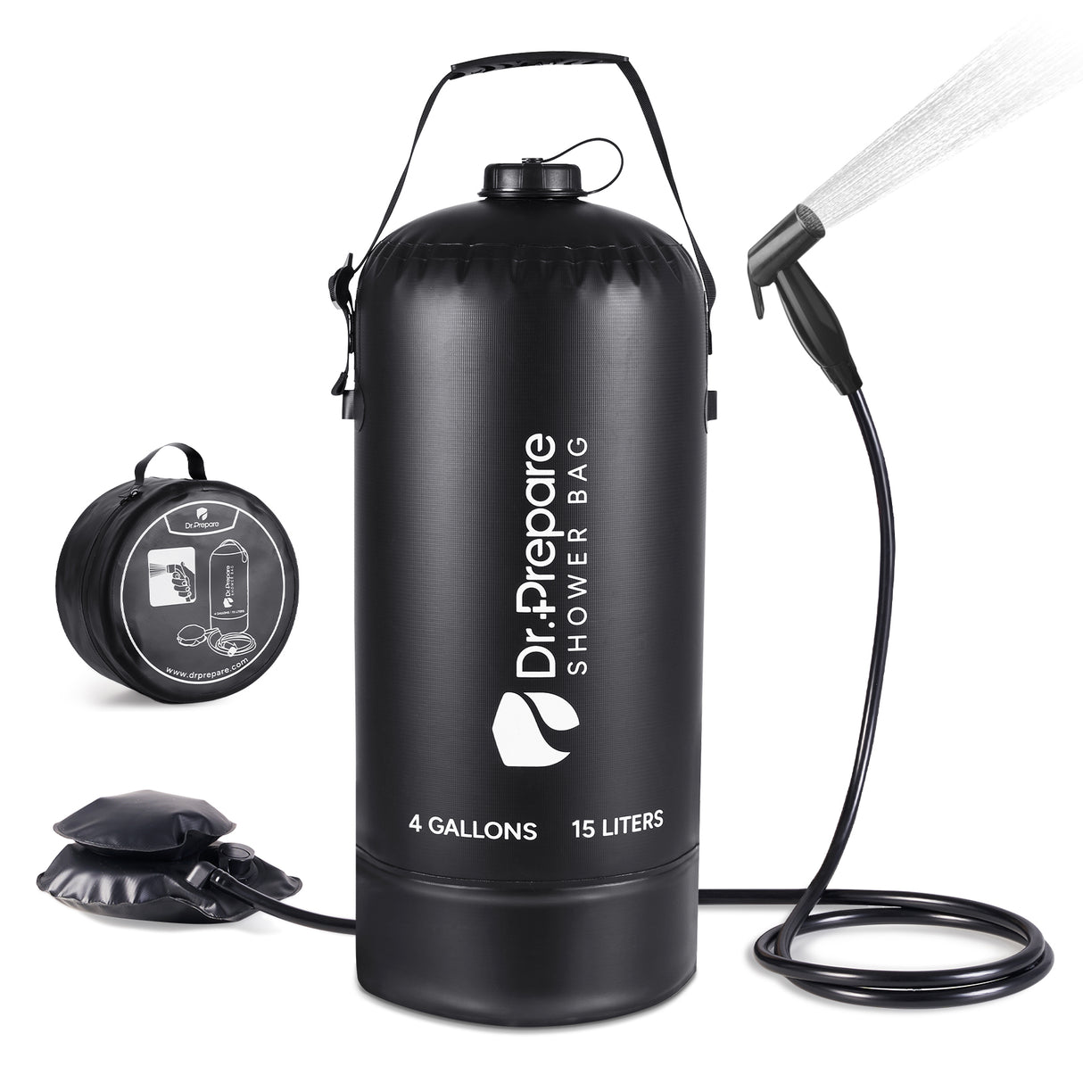 Dr.Prepare 15L Portable Camping Shower Kit with Foot Pump