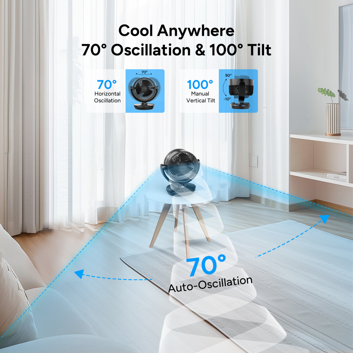 DR.PREPARE Oscillating Air Circulator Fan for Bedroom