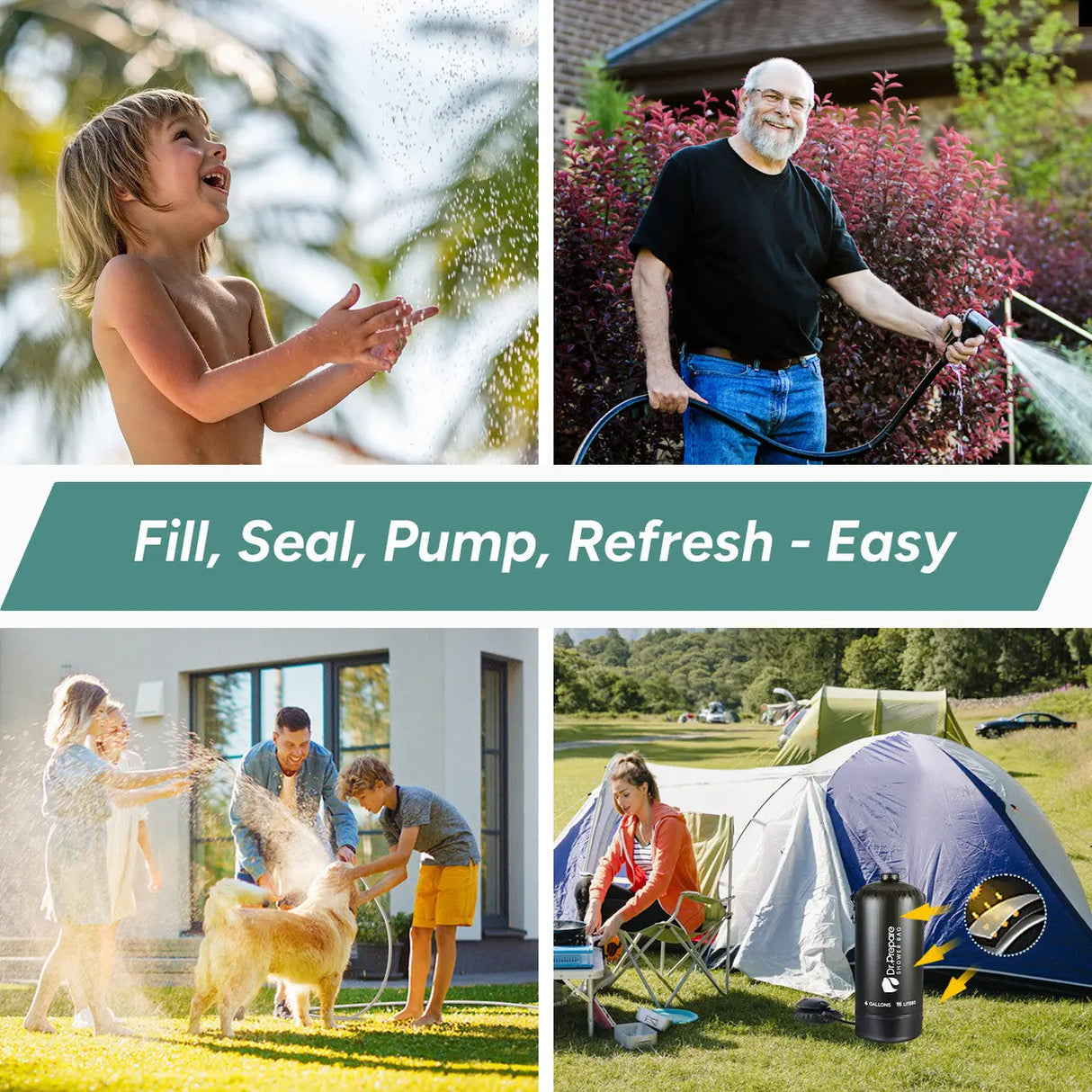 Dr.Prepare 15L Portable Camping Shower Kit with Foot Pump Renogy