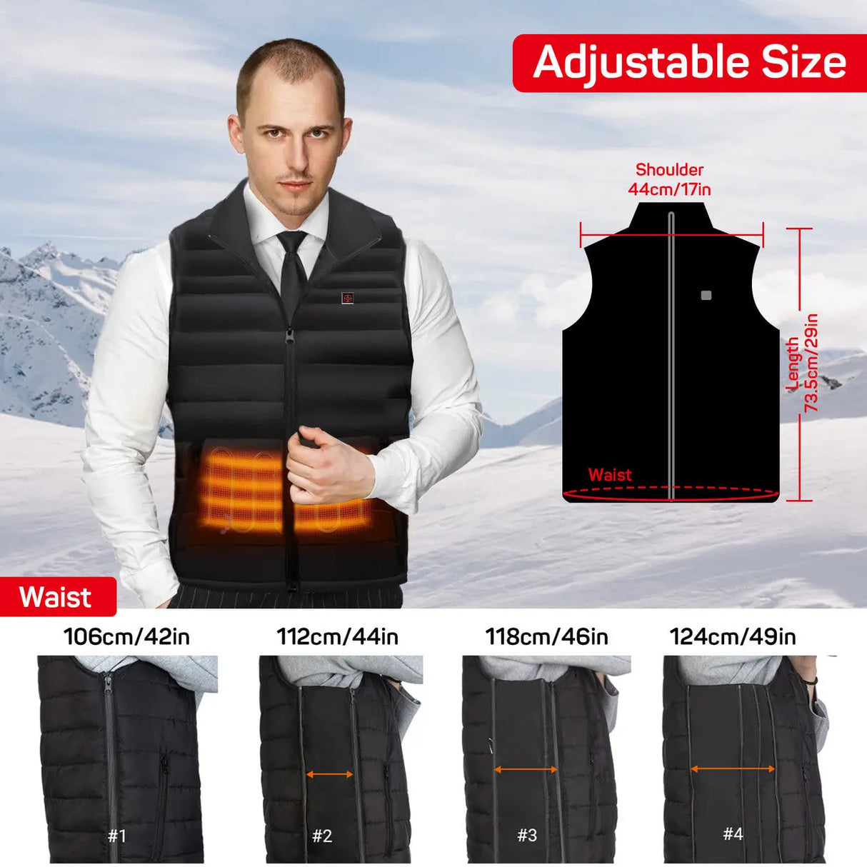 Dr.Prepare Unisex Heated Vest - 6 Heating Zones & Plus Size Renogy
