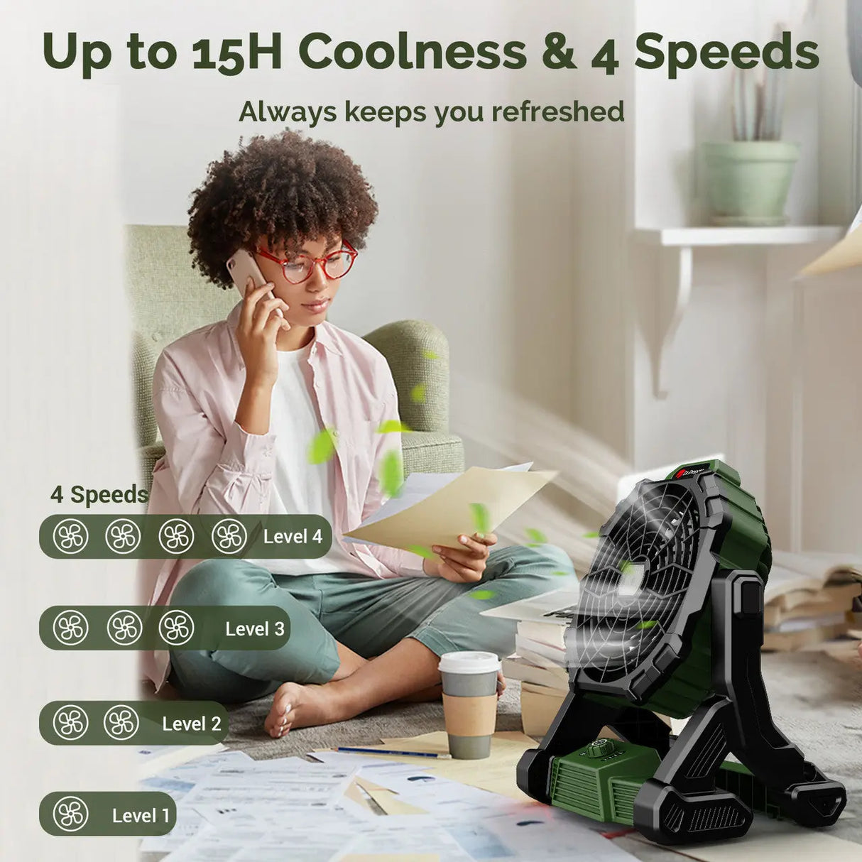 Dr.Prepare X35 Portable Camping Fan with LED Light Renogy