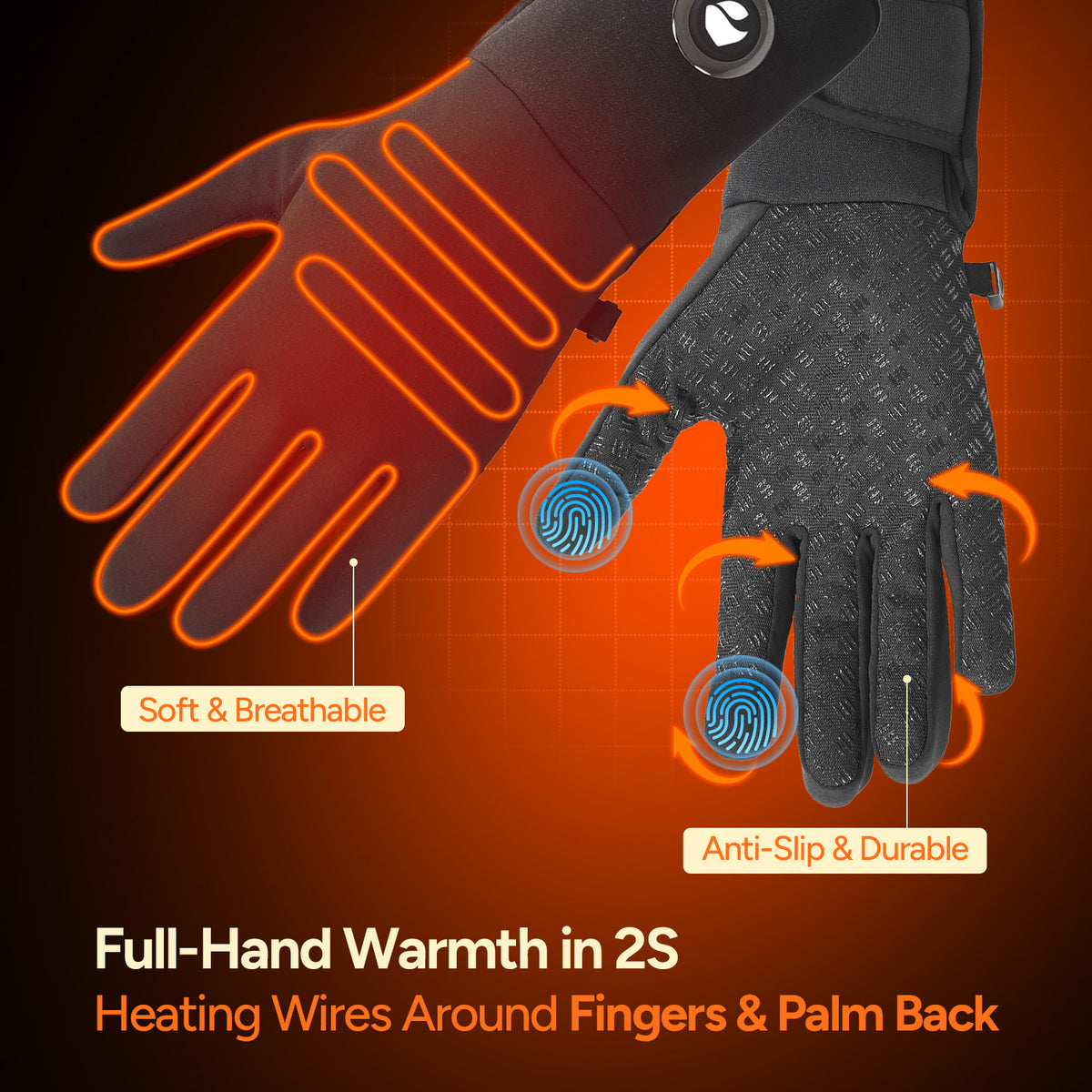 Dr.Prepare Heated Gloves with Dual 7.4V 3000mAh Batteries