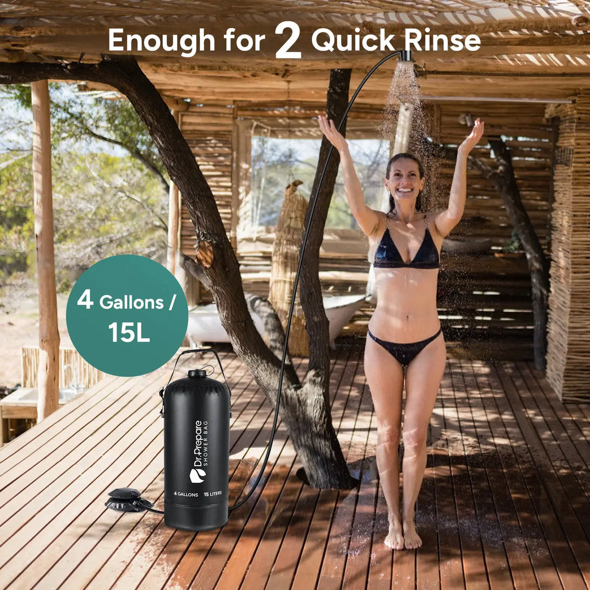 Dr.Prepare 15L Portable Camping Shower Kit with Foot Pump Renogy