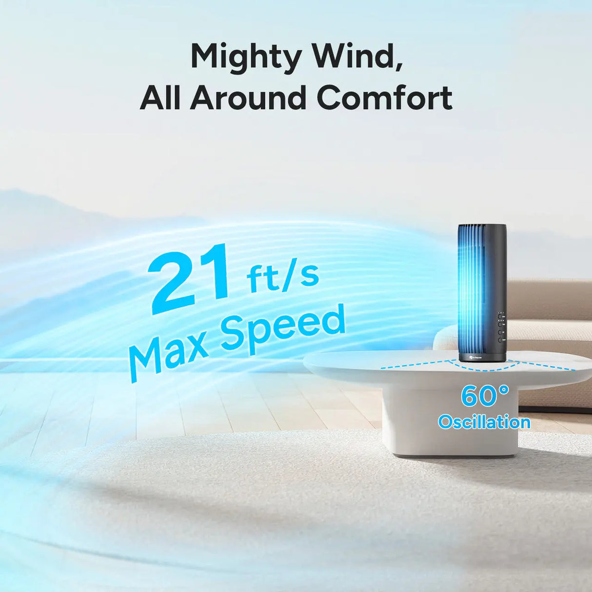 Dr.Prepare 12-Inch Tower Fan with 25W AC Motor Renogy