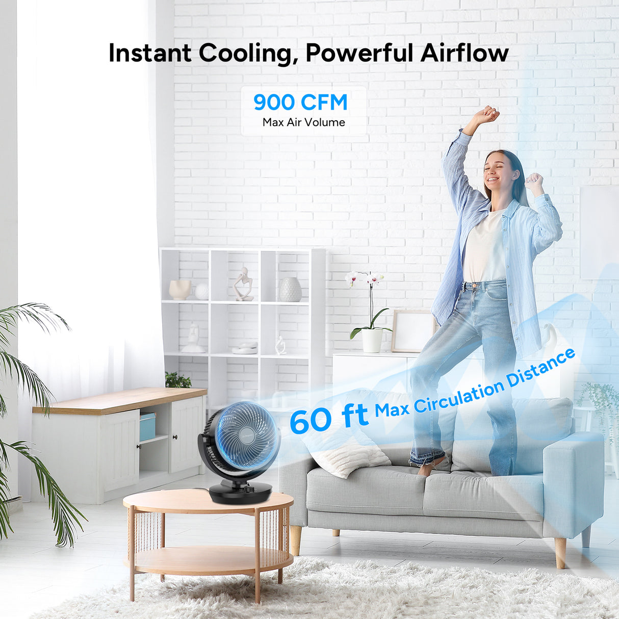DR.PREPARE Oscillating Air Circulator Fan for Bedroom