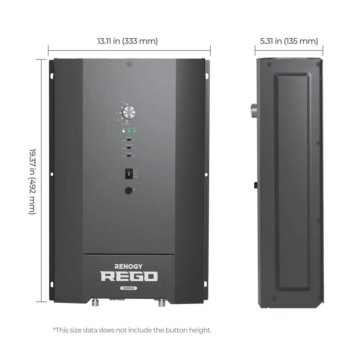 REGO 3000W 12V Pure Sine Wave HF Inverter Charger Split-phase Design Renogy